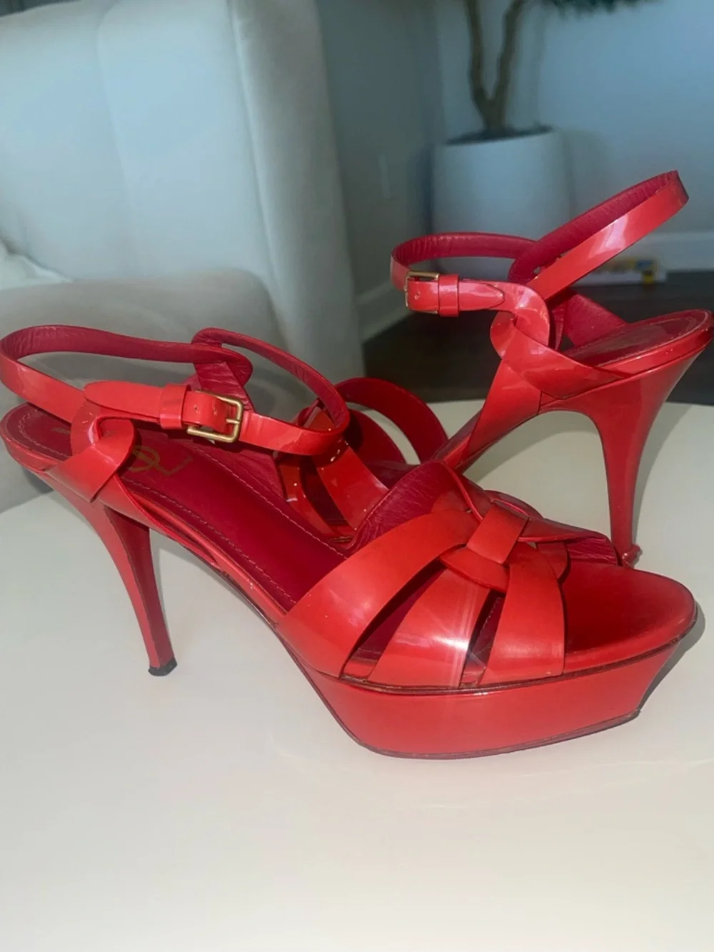Saint Laurent (YSL) Tribute Sandal Heels – Red Patent – Size 41 - Picture 6 of 9
